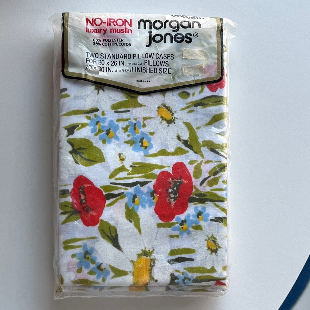Vintage Morgan Jones No-Iron Floral Pillowcases Standard Size New in Package